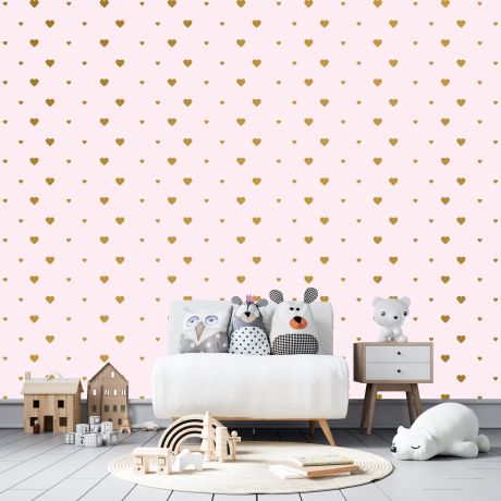 Mixed size metallic gold heart wall decals pattern vinyl wall wall art | Huetion