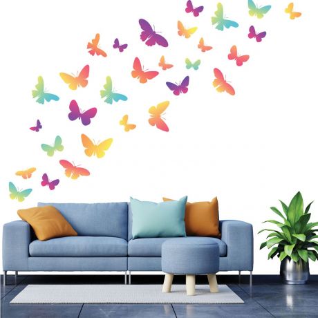Set of 20 multicolour butterfly wall stickers pattern for kids room wall stickers | Huetion