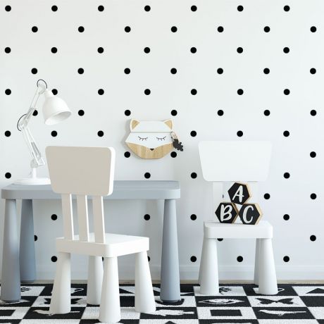 Boho Peel and Stick Wallpaper Polka dots pattern geometric wall stickers nursery decor | Huetion