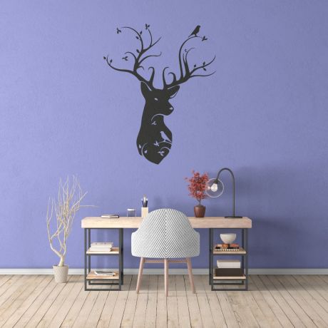 Leonardo Da Vinci Painting Mystical Forest Deer & Birds Wall Decal | Huetion