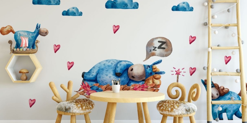 Kids Unicorn Sleeping Wall Sticker, Nursery Unicorn Sleeping Wall Decal, Kids Room Unicorn Wall Decor, Unicorn Stickers for Kids Room Decor.