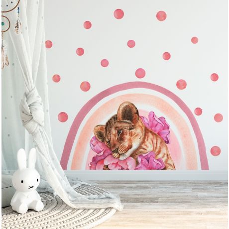 Cute lion cub boho decal boho wall sticker | Huetion