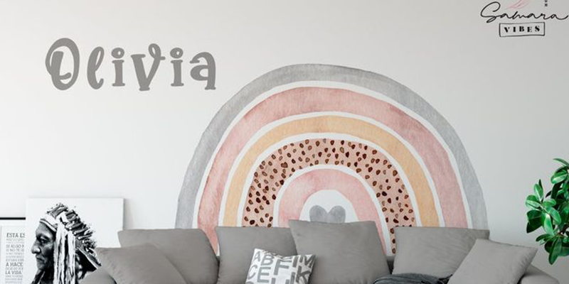 Rainbow stickers for kid room decor | Huetion