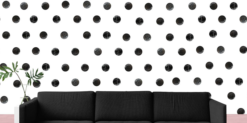 Set of 20 black marble effect polka dots wall stickers marble effect pattern for kids room wall stickers | Huetion