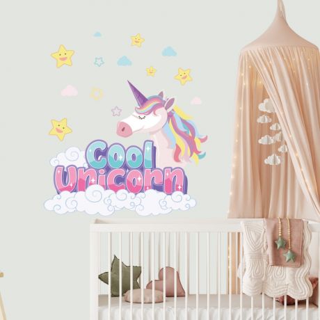 Cool unicorn wall stickers fantasy girls bedroom wall art | Huetion