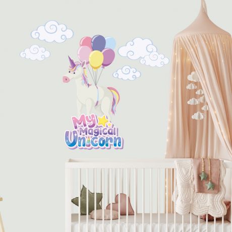 My magical unicorn wall stickers fantasy girls bedroom wall art | Huetion