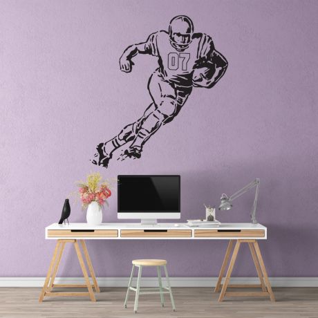 American football personalised name and jersey number wall decal kids room home decor | Huetion