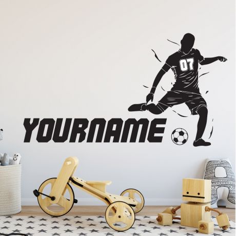 Custom name jersey number boys gaming room football wall sticker | Huetion