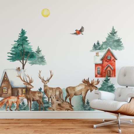 Cute safari animals nursery wall sticker | Huetion