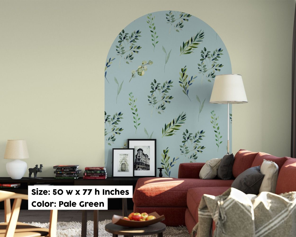 Arch shape bedroom headboard wall stickers floral pattern wall decals | Huetion