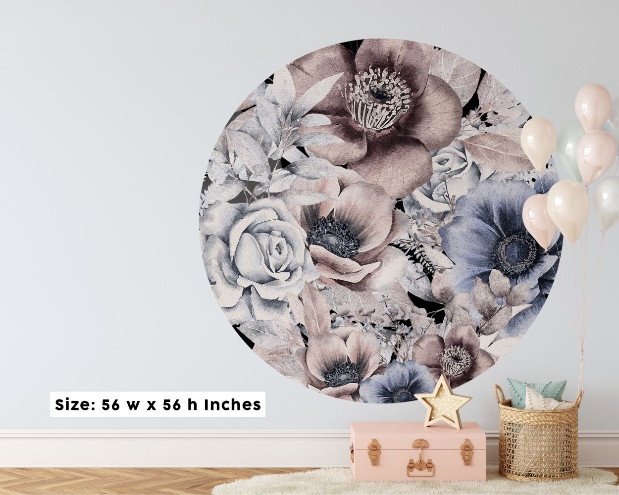 Kids room vinyl decor circle flowers vinyl stickers | Huetion