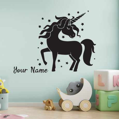 Unicorn custom girl name sticker for unicorn girl room wall art sticker unicorn wall decal | Huetion
