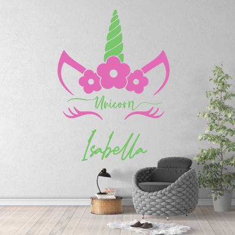 Unicorn custom girl name wall sticker | Huetion