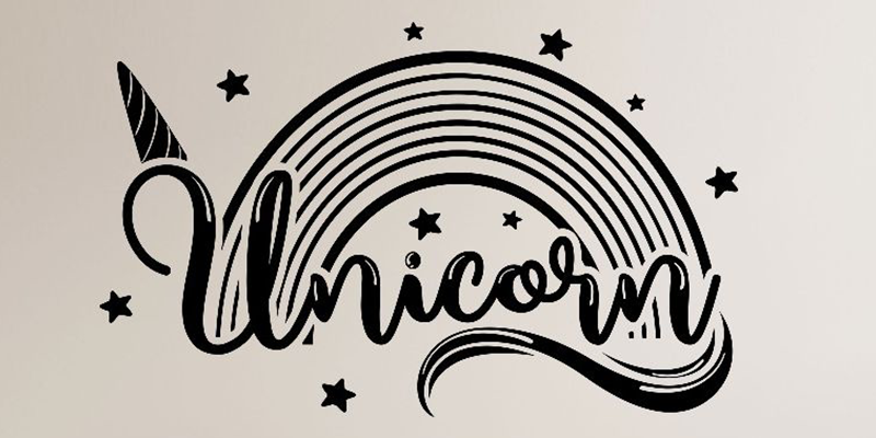 Unicorn rainbow wall decals kids wall stickers | Huetion