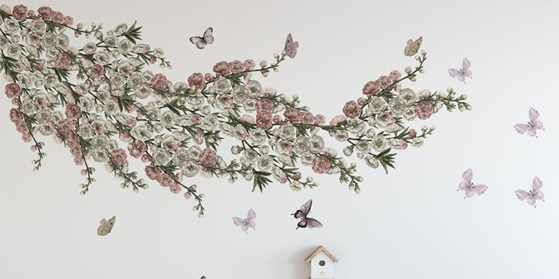 Winter floral watercolour flowers wall stickers | Huetion
