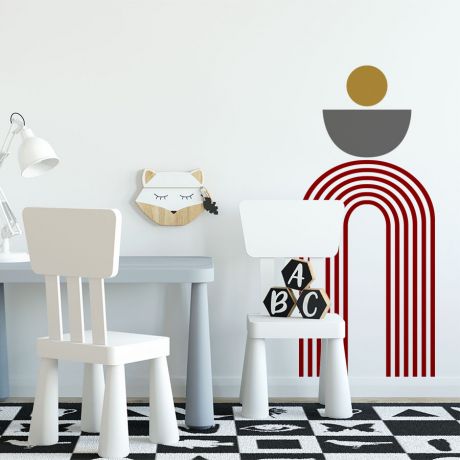 Boho Wall Stickers 3 colour semi circle arch wall decal boho abstract wall decor | Huetion