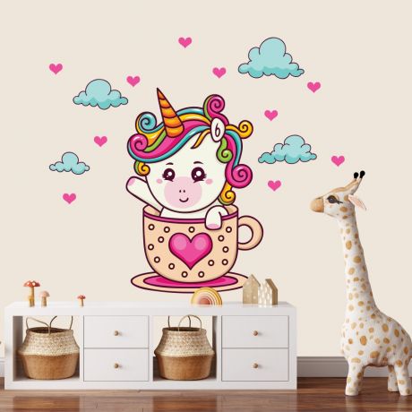 Girl Room Baby unicorn wall decal stickers fantasy girls bedroom wall art cute nursery | Huetion