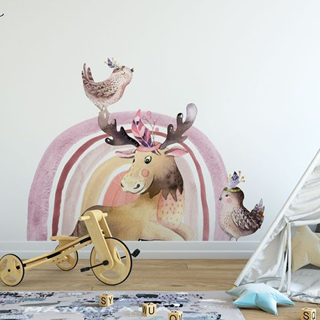 Boho animal wall sticker boho rainbow decal for kids room | Huetion