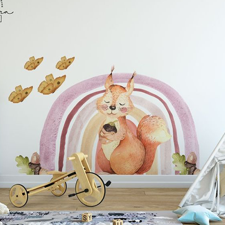 Boho rainbow and animal wall stickers boho decals for kids room | Huetion