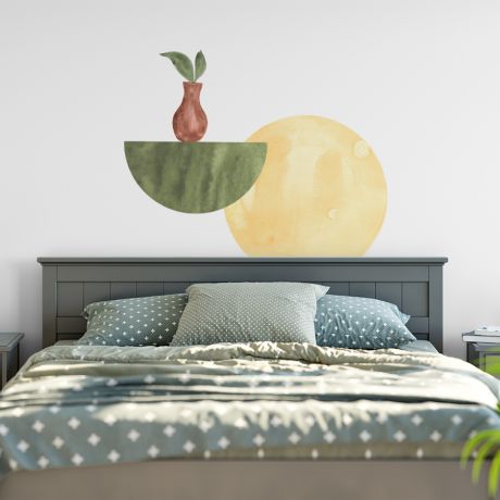 Boho Watercolour Half Circles Decal, Abstract Wall Decal, Nursery Wall Decor, Boho Wall Stickers, Boho Colour Combo Half Circle, Home Decor | Huetion