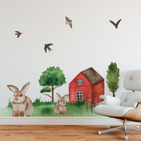 Bunny animal wall sticker for children | Huetion