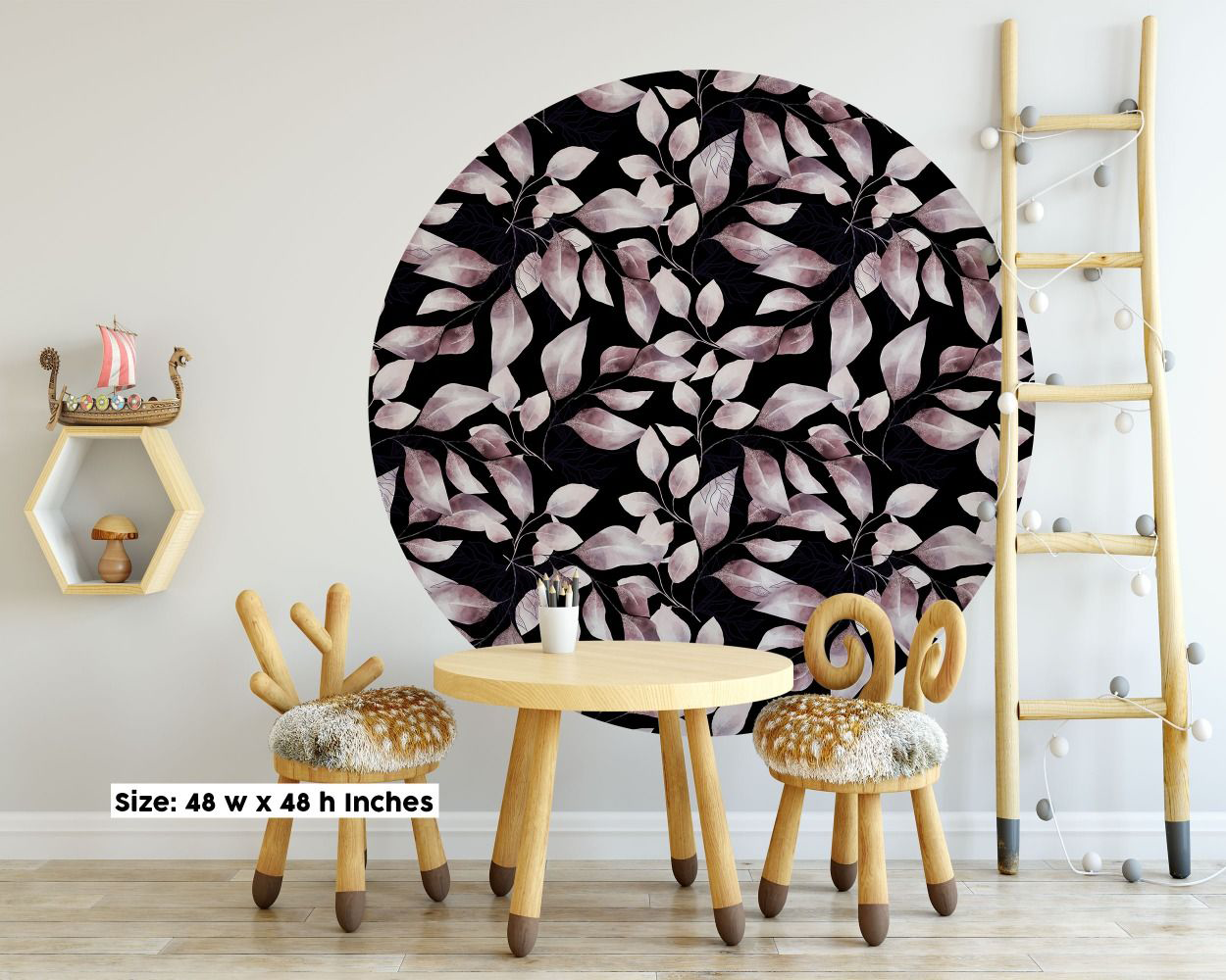 Circle floral wall stickers bedroom headboard circle floral design | Huetion