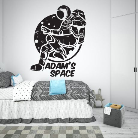 Custom name space wall decal nursery outer space decor for boy room decor | Huetion