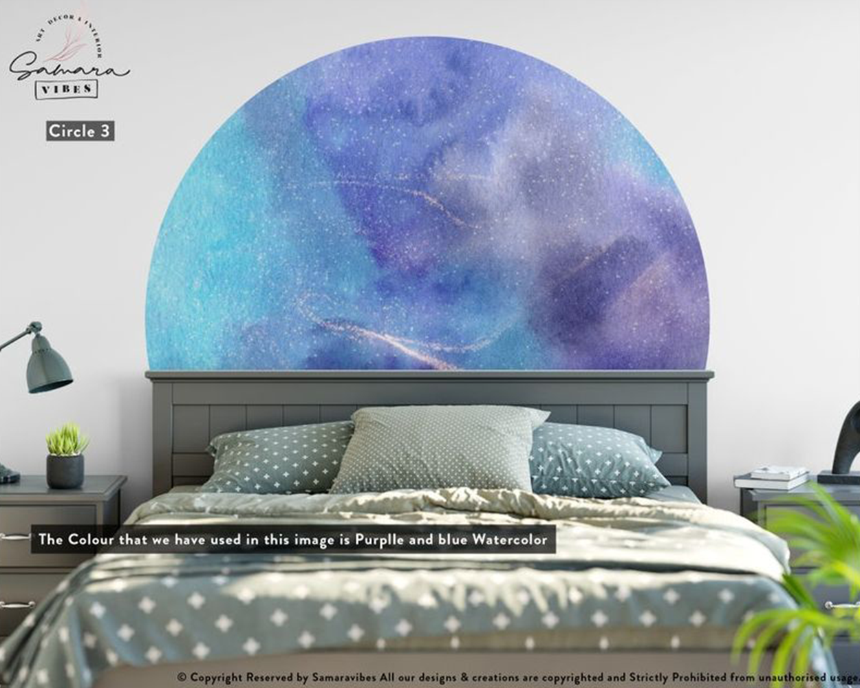 Headboard wall stickers watercolor circle wall stickers | Huetion