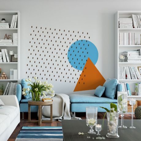 Long Polka Dots Pattern Wall Decals Triangle & Circle Wall Art | Huetion