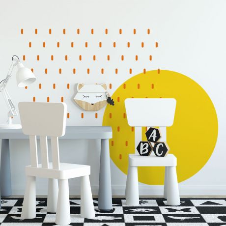 Pattern wall decals long polka dots circle wall art | Huetion