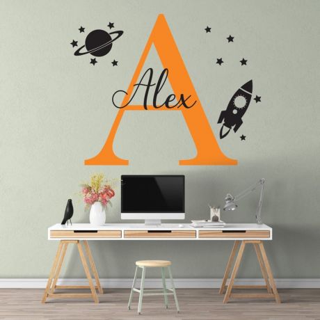 Space wall decal nursery for outer space decor boy room decor space themed room planets wall decal| Huetion