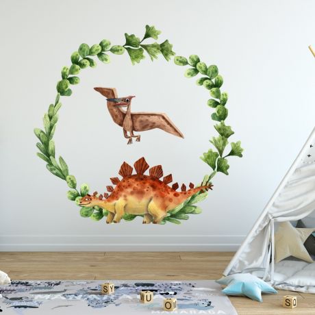 Dinosaur wreath wall decal for kids room jurassic park dinosaur peel stick wall sticker dinosaurs jurassic park | Huetion