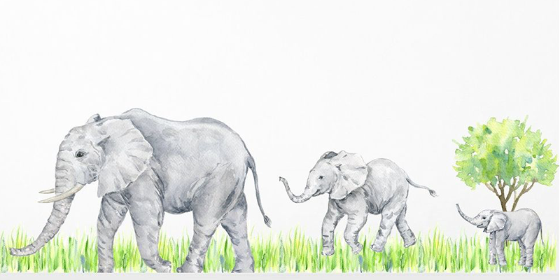 elephant family nursery wall decor | Huetion