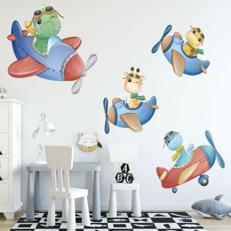 Flying dinosaur wall decal for kids room jurassic park | Huetion