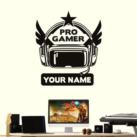gamer pro player wall decal never walk alone wall art decor kids bedroom vinyl wall decal | Huetion