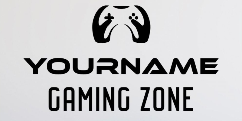 Gamer wall decal with customizable "Your Name" text, game controller icon, and "Gaming Zone" label below.