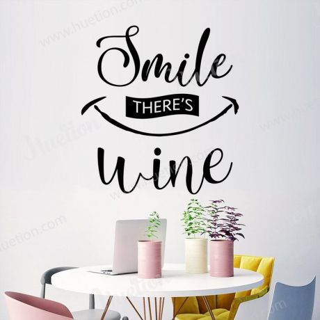Smile there's Wine Decals for Kitchen Wall Stickers | Huetion