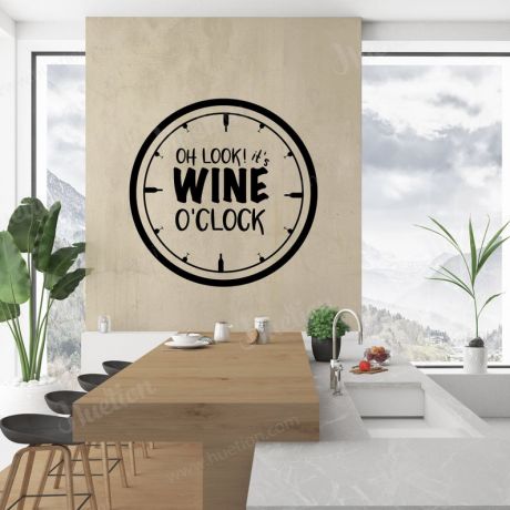 wine o clock kitchen wall stickers for kitchen quote wall decals | Huetion