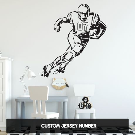custom american football jersey number wall stickers for kids room | Huetion