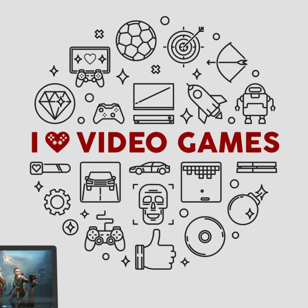 I love Video games gaming wall stickers