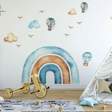Rainbow and parasuit wall sticker